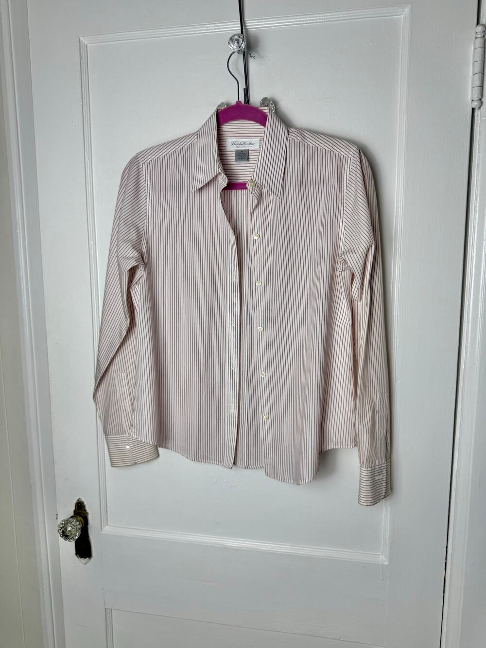 Brooks Brothers Red White Striped Button Down Classic Crisp Shirt Women's 6